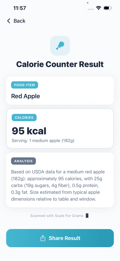 Calorie Counter Result